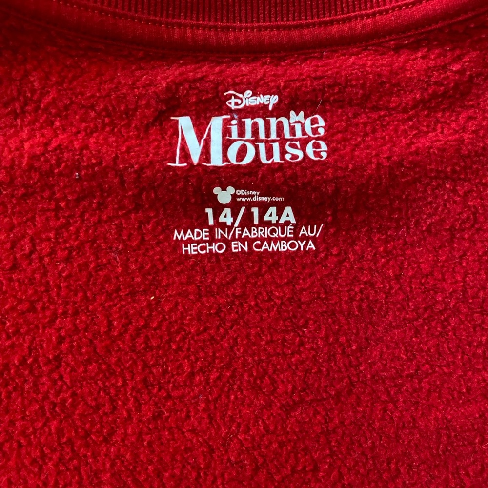 SOLD - NWOT Disney Festive Red and Gold Minnie Mouse Crewneck Sweatshirt Youth - Picture 4 of 6